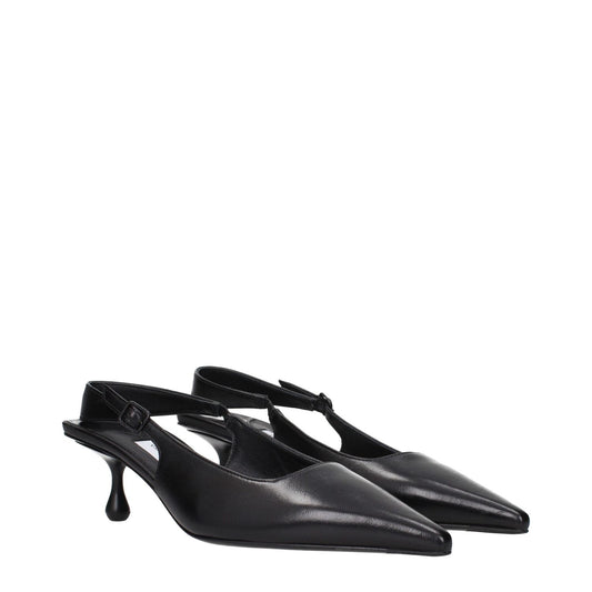 Jimmy Choo Black Leather Flat Sandals JI-15269028200713-EU36/US6