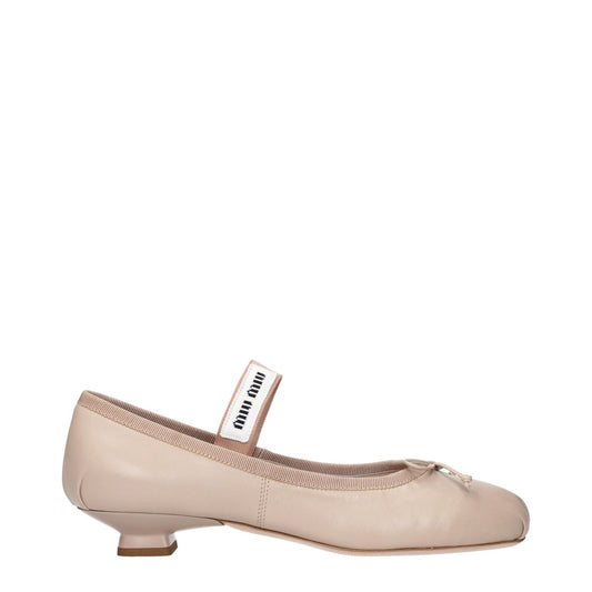 Miu Miu Pink Leather Ballet Flats MI-15269123096841-EU36.5/US6.5