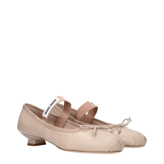 Miu Miu Pink Leather Ballet Flats MI-15269123096841-EU36.5/US6.5