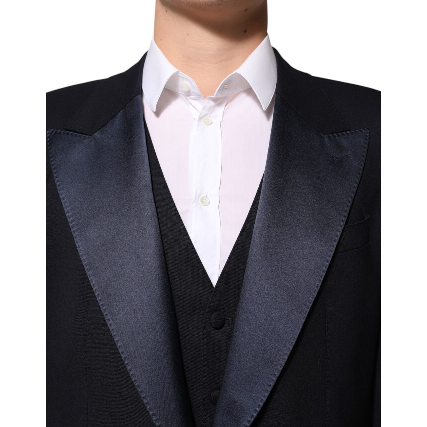 Dolce & Gabbana Black 3 Piece Wool Silk Blend Suit SICILIA