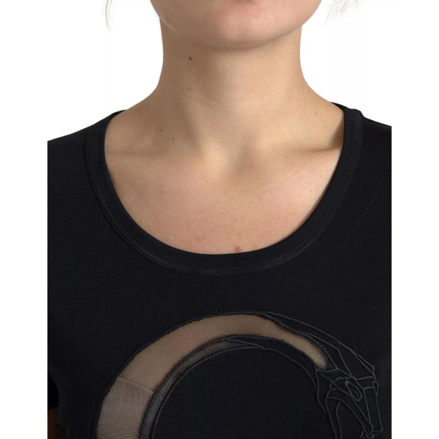 Roberto Cavalli Black Viscose Round Neck CLASS T-shirt TSH83341-44