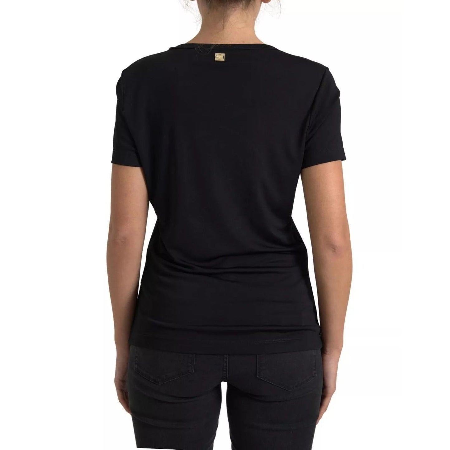 Roberto Cavalli Black Viscose Round Neck CLASS T-shirt TSH83341-44