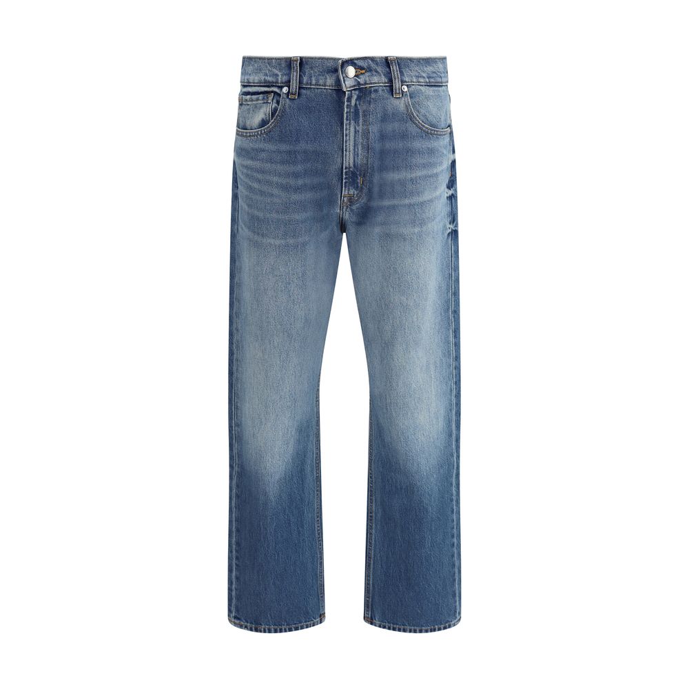 7FOR Blue Cotton Straight-Leg Jeans
