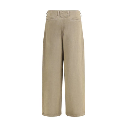 Golden Goose Bicolor Cotton Casual Pants in denim with wide leg fit, belt loops, front closure, and pockets for modern comfort and style.