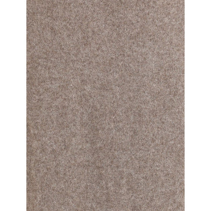 Loulou De Saison Beige Wool Sweatshirt texture close-up showcasing soft wool blend for comfort and warmth.