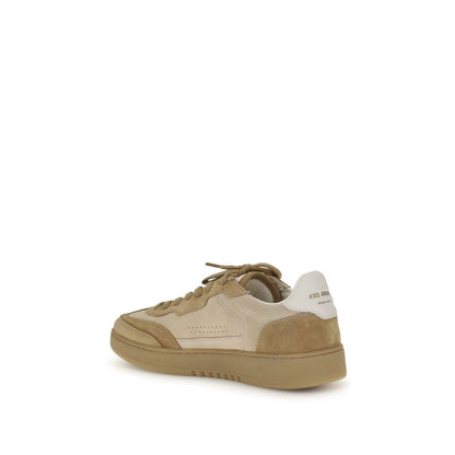 Axel Arigato Beige Leather Low Top Sneakers, retro-inspired design with contrasting suede and leather, perfect for urban casual style.