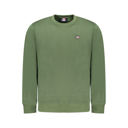 Norway 1963 Green Cotton Men Sweater with logo and applique, long-sleeved crew neck for streetwear and casual style.
