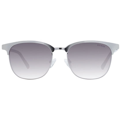 Guess Silver Metal Sunglasses with full-rim silver frame, grey gradient lenses, and 100% UVA & UVB protection for men.