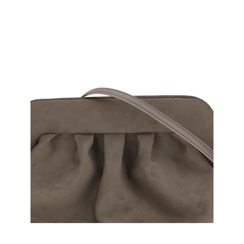 THEMOIRè Brown Other Fibres Clutch Bag with suede material and removable strap