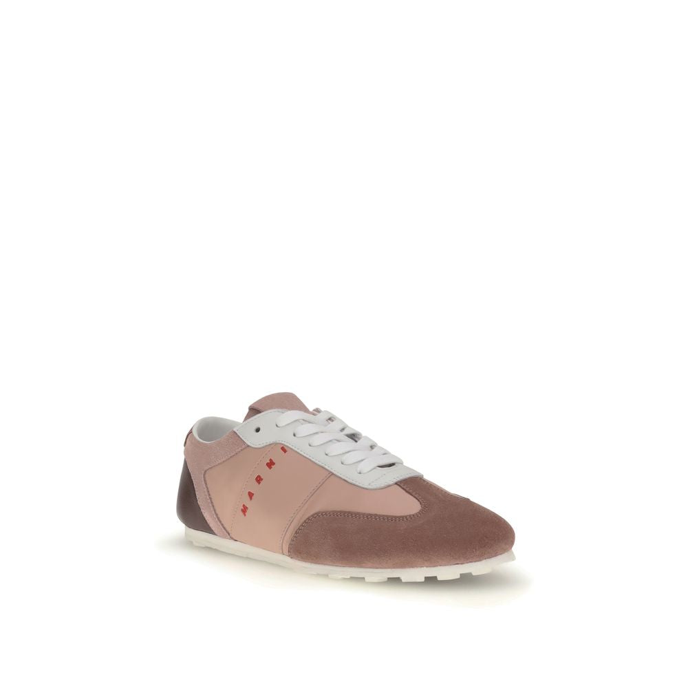 Marni Multicolor Calf Leather Bos Taurus Athletic Sneakers with suede panels and rubber sole for vintage style and comfort.