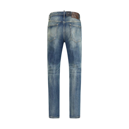 Dsquared² Blue Cotton Slim Fit Jeans