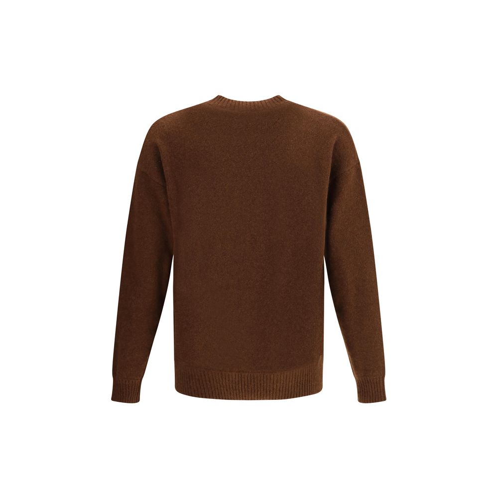 Alt Tag: Laneus Brown Cashmere Cashmere Sweater with ribbed crew neck and cuffs, showcasing premium comfort and timeless style.