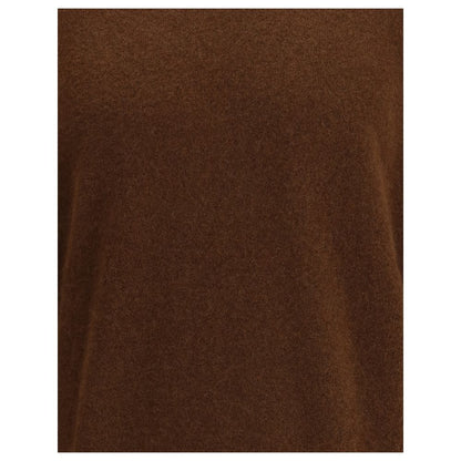 Close-up of Laneus Brown Cashmere Cashmere Sweater texture, showcasing its soft, fine cashmere material against a plain background.