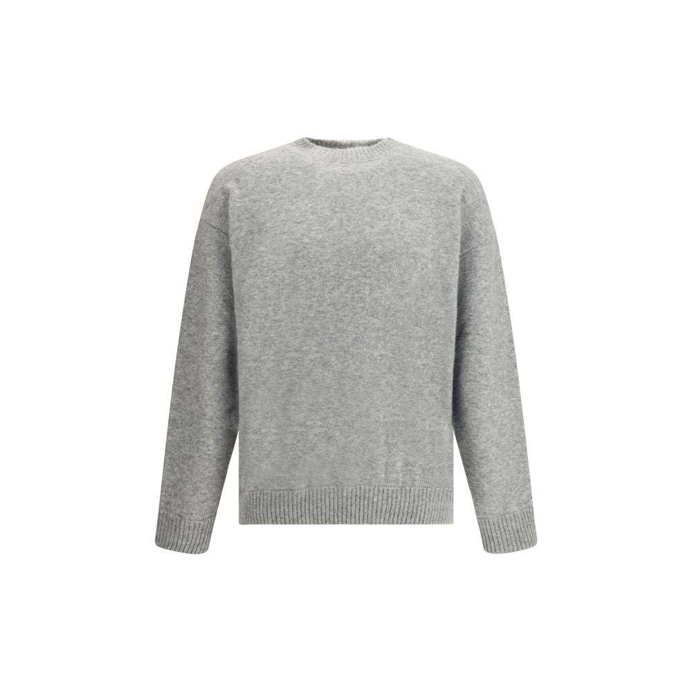 Laneus Gray Cashmere Cashmere Sweater featuring ribbed crew neck, cuffs, and hem. Iconic, soft, and sophisticated for contemporary style.