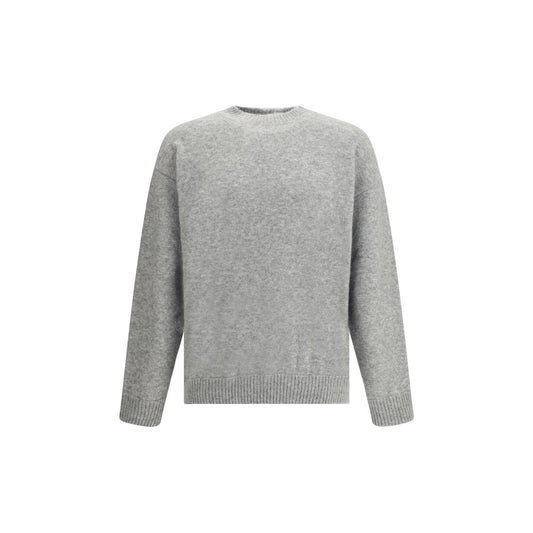 Laneus Gray Cashmere Cashmere Sweater featuring ribbed crew neck, cuffs, and hem. Iconic, soft, and sophisticated for contemporary style.