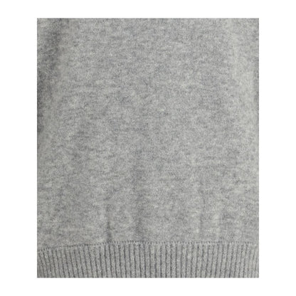 Close-up of Laneus Gray Cashmere Cashmere Sweater showcasing ribbed hem and soft texture.