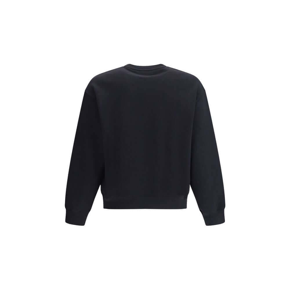 Maison Kitsuné Black Cotton Sweatshirt, rear view showing crew neck and ribbed cuffs, a versatile casual fashion staple for AW25.