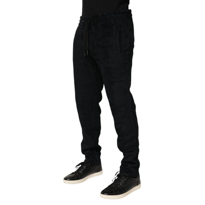Dolce & Gabbana Black Cotton Logo Men Jogger Sweatpants Pants