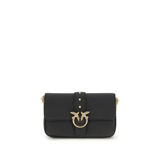 PINKO Black Calf Leather Bos Taurus Shoulder Bag