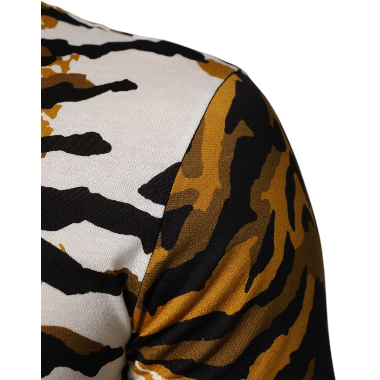 Dolce & Gabbana Multicolor Leopard Palm Leaf Men Crew Neck T-shirt