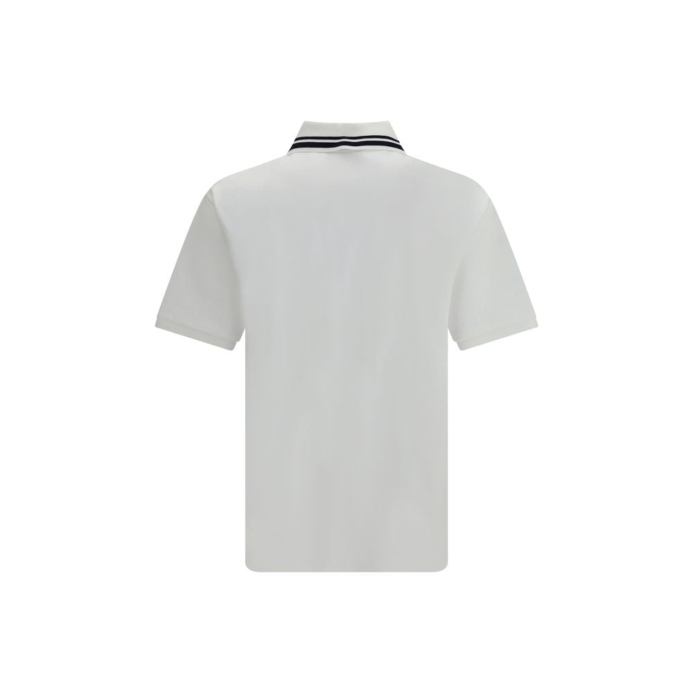 Back view of Gucci White Cotton Polo Shirt with striped collar, showcasing relaxed fit and premium fabric for AW25 season.