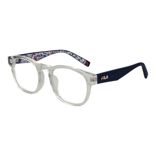 Fila Transparent Plastic Glasses (Frames) unisex full-rim with branded case, transparent frame and demo plastic lenses, panto style.