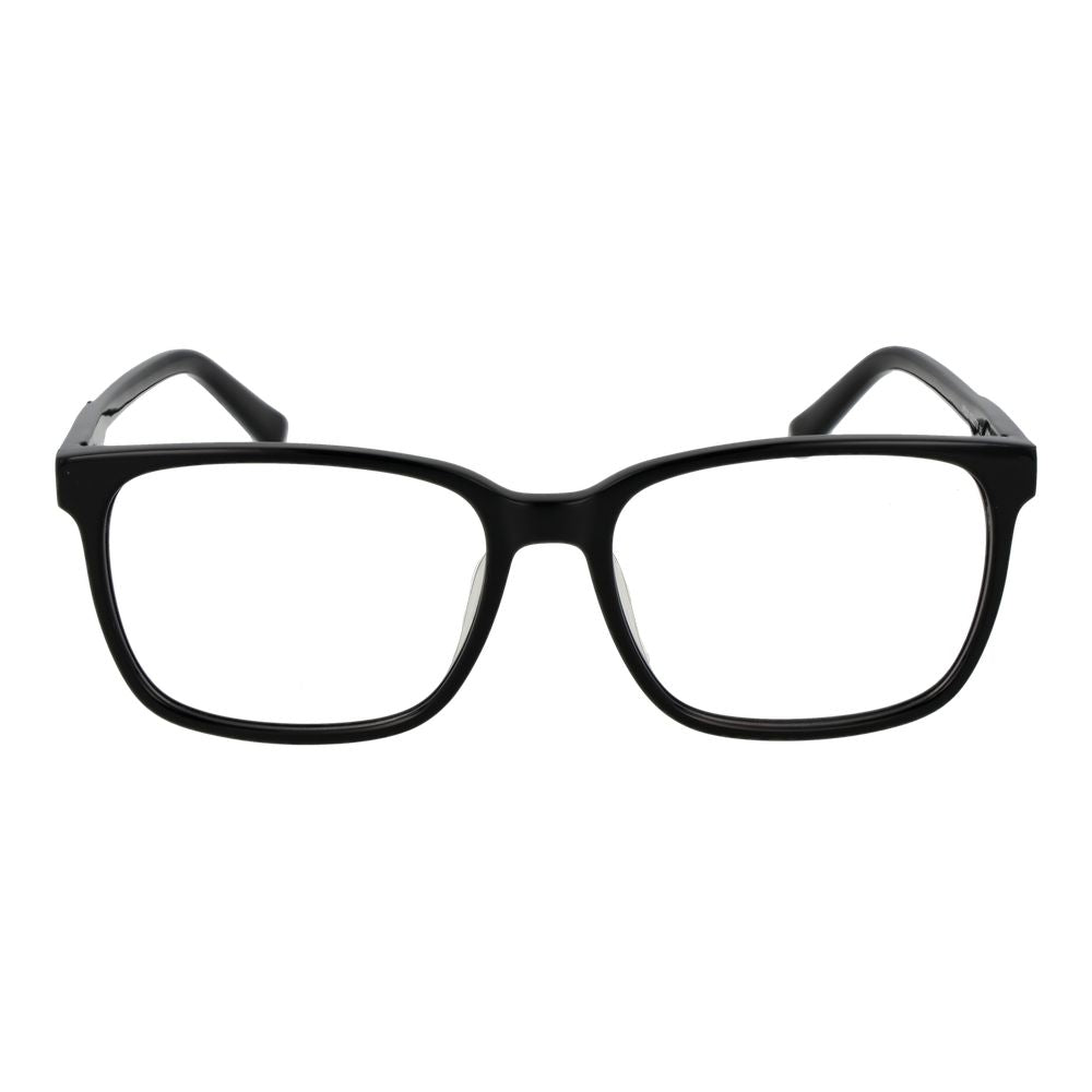 Fila Black Cellulose Acetate Glasses (Frames) with full-rim rectangular style and demo lenses for men.