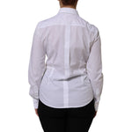 Back view of Dolce & Gabbana White Cotton Collared Dress Formal Shirt Top, showcasing sleek silhouette and elegant design.