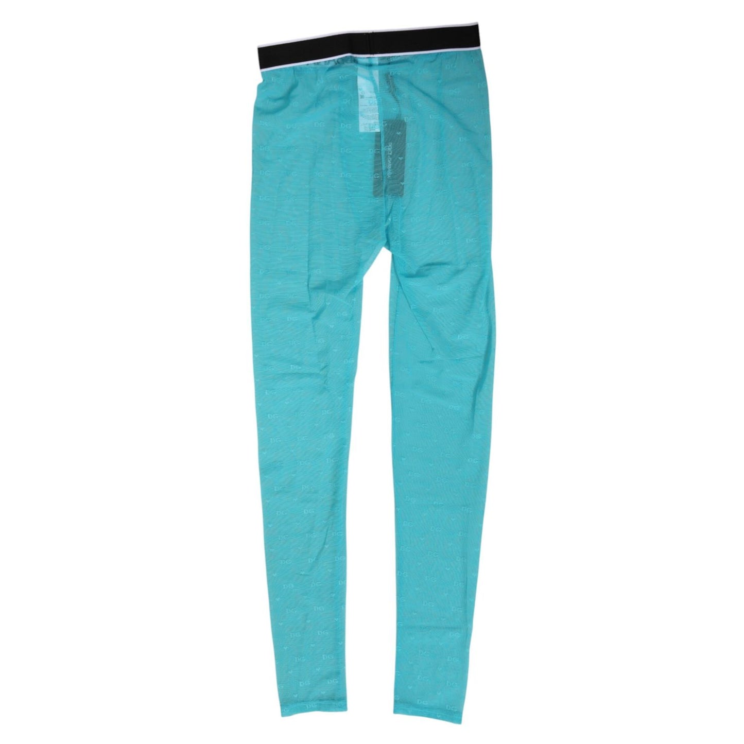 Dolce & Gabbana Light Blue Nylon Logo Lace Leggings Pants Underwear, a luxurious blend of comfort and style in soft nylon-elastane fabric.