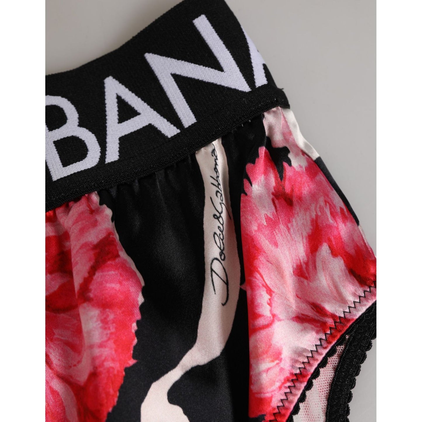 Dolce & Gabbana Black Floral Print High Waist Panty Underwear