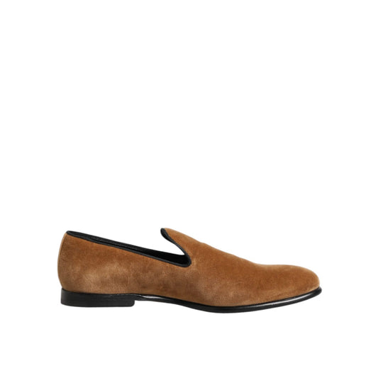 Dolce & Gabbana Brown Suede Slip On Men Loafers Formal Shoes