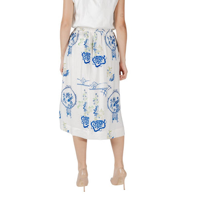 ICHI White Viscose Skirt
