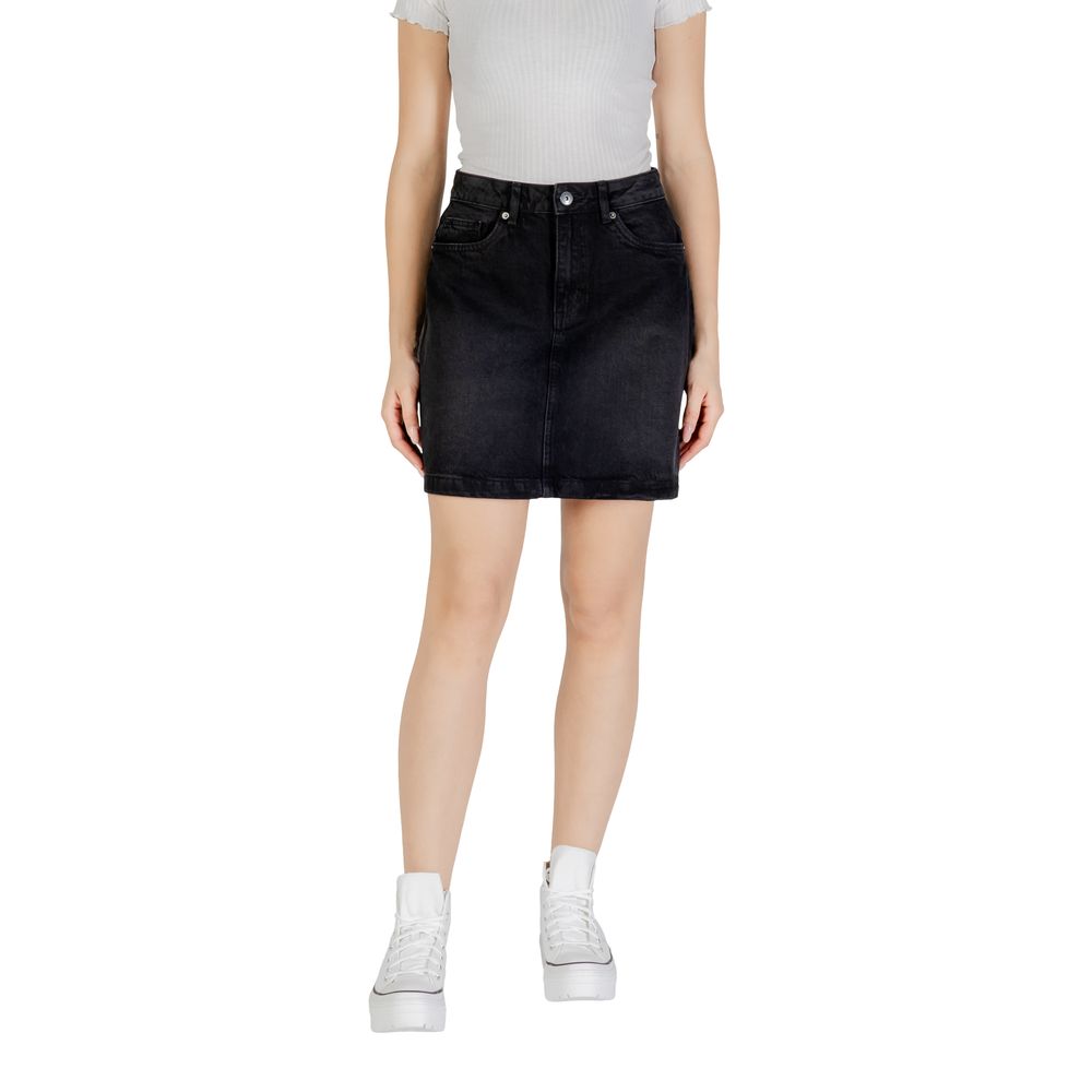 ICHI Black Cotton Mini Skirt