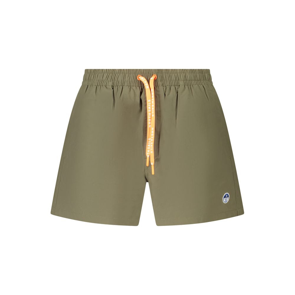North Sails Green Cotton Swimwear, 36cm swim boxer with slip, elastic waist, two front pockets, one back pocket, ocean positive design.