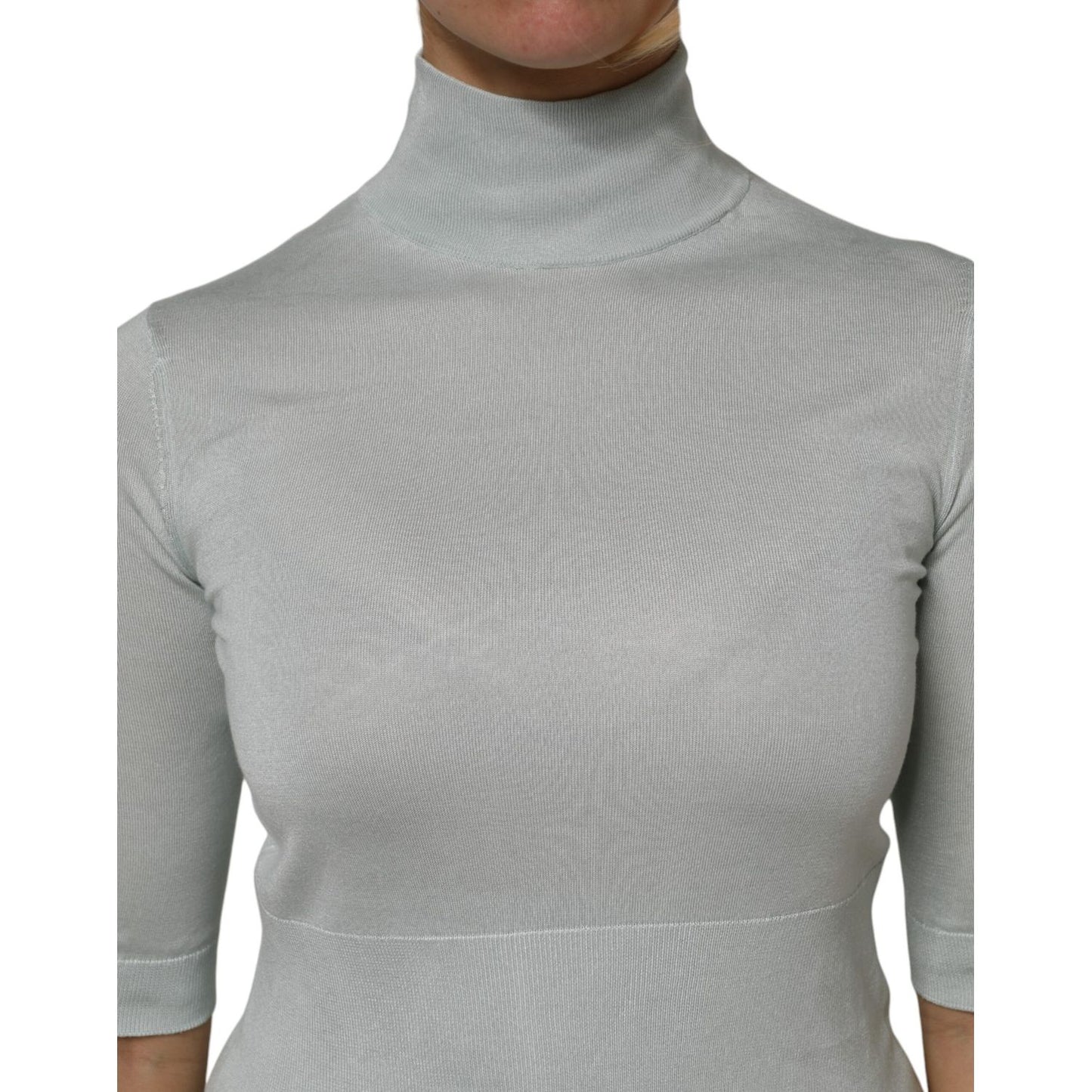 Dolce & Gabbana Gray Turtle Neck 3/4 Sleeves Pullover Top