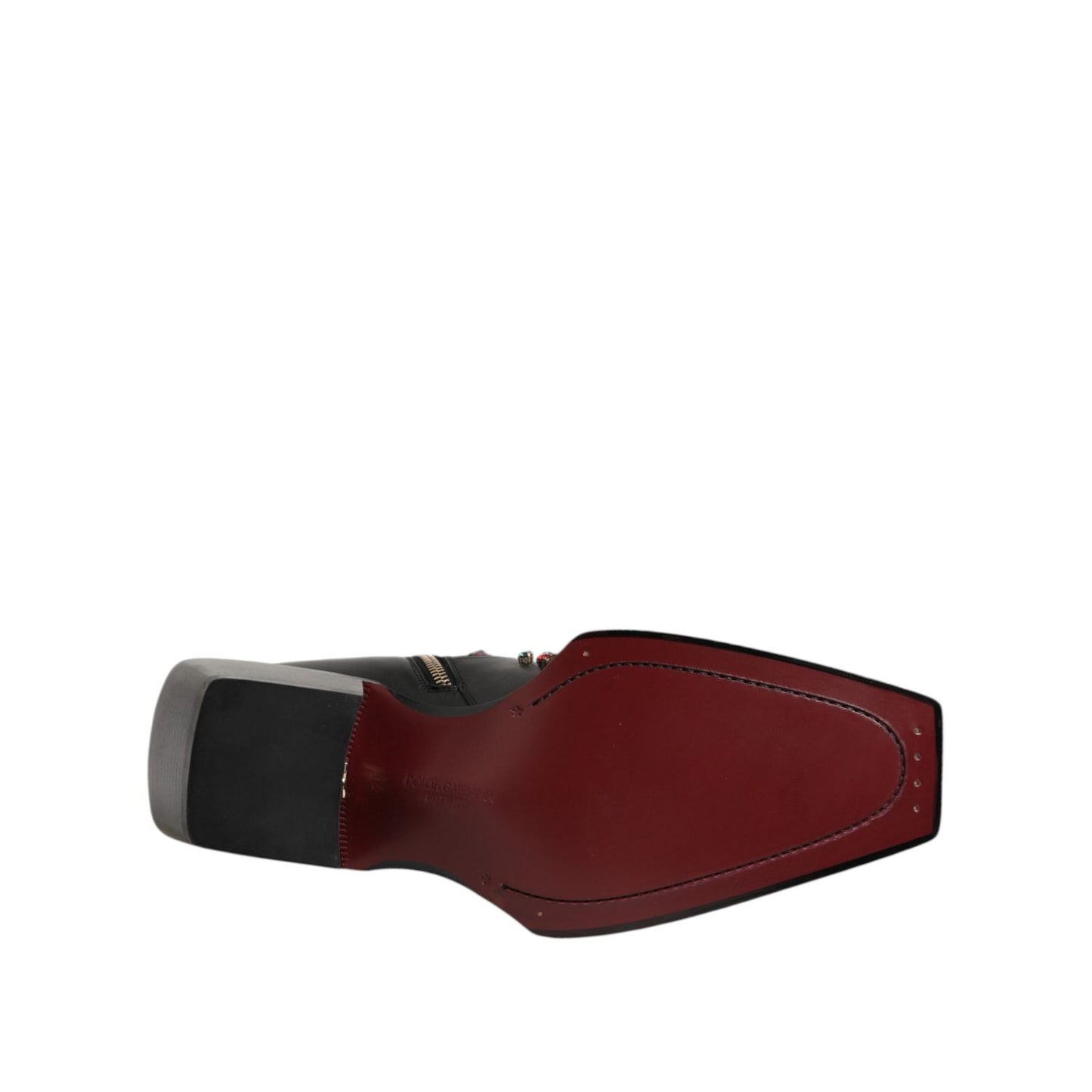 Dolce & Gabbana Black Crystal Embellished Men Short Boots Shoes