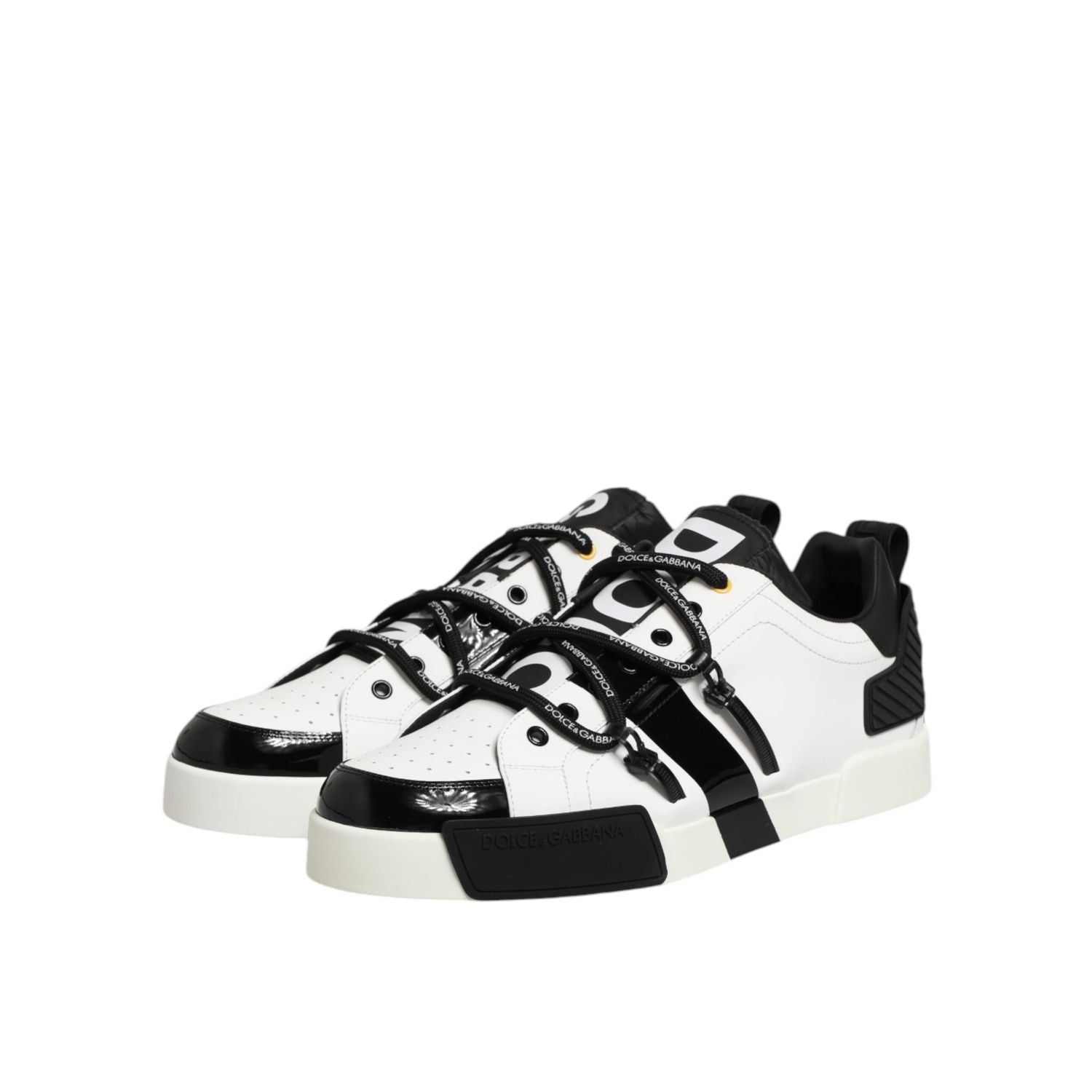 Dolce & Gabbana White Leather Logo Portofino Sneakers Shoes