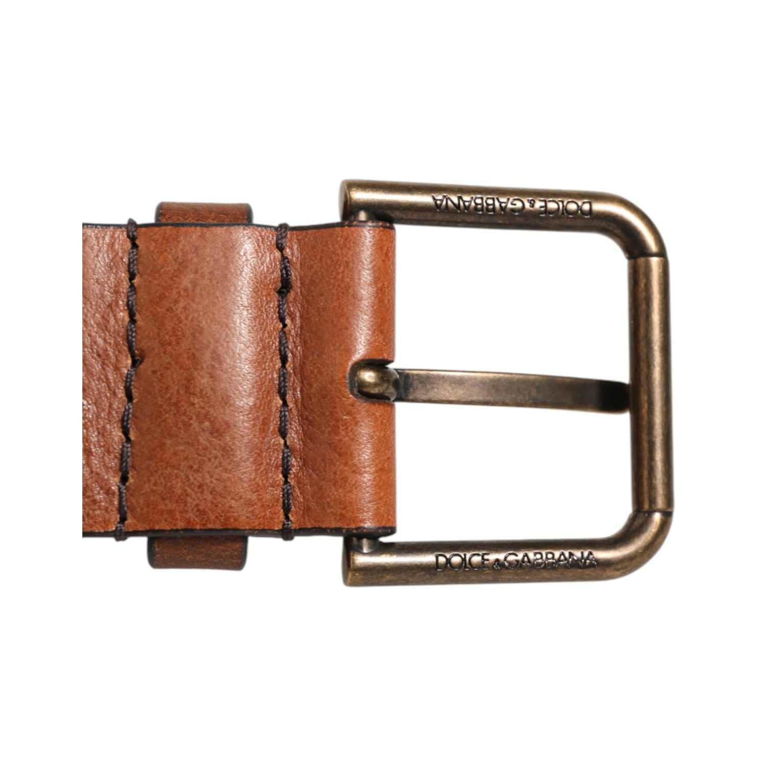 Dolce & Gabbana Brown Classic Gold Metal Logo Buckle Men Belt