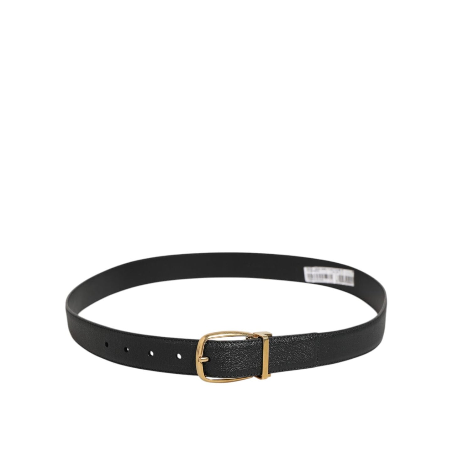 Dolce & Gabbana Black Leather Classic Metal Logo Buckle Belt