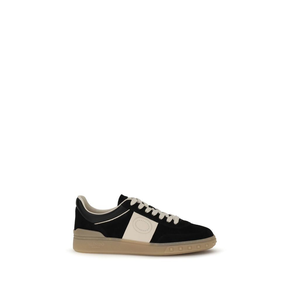 Valentino Garavani Black Calf Leather Bos Taurus Low Top Sneakers