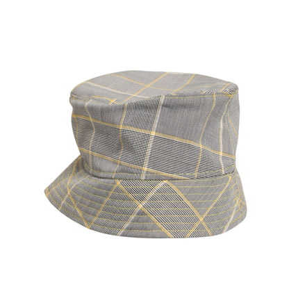 Dolce & Gabbana Gray Yellow Wool Blend Plaid Bucket Cap Men Hat