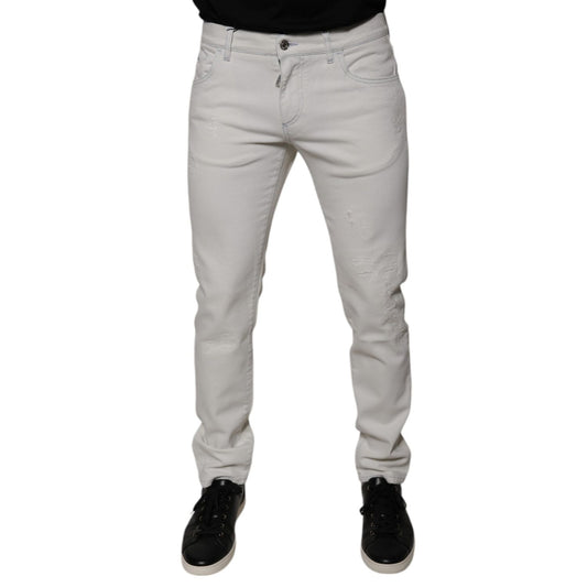 Dolce & Gabbana White Cotton Stretch Skinny Men Denim Jeans