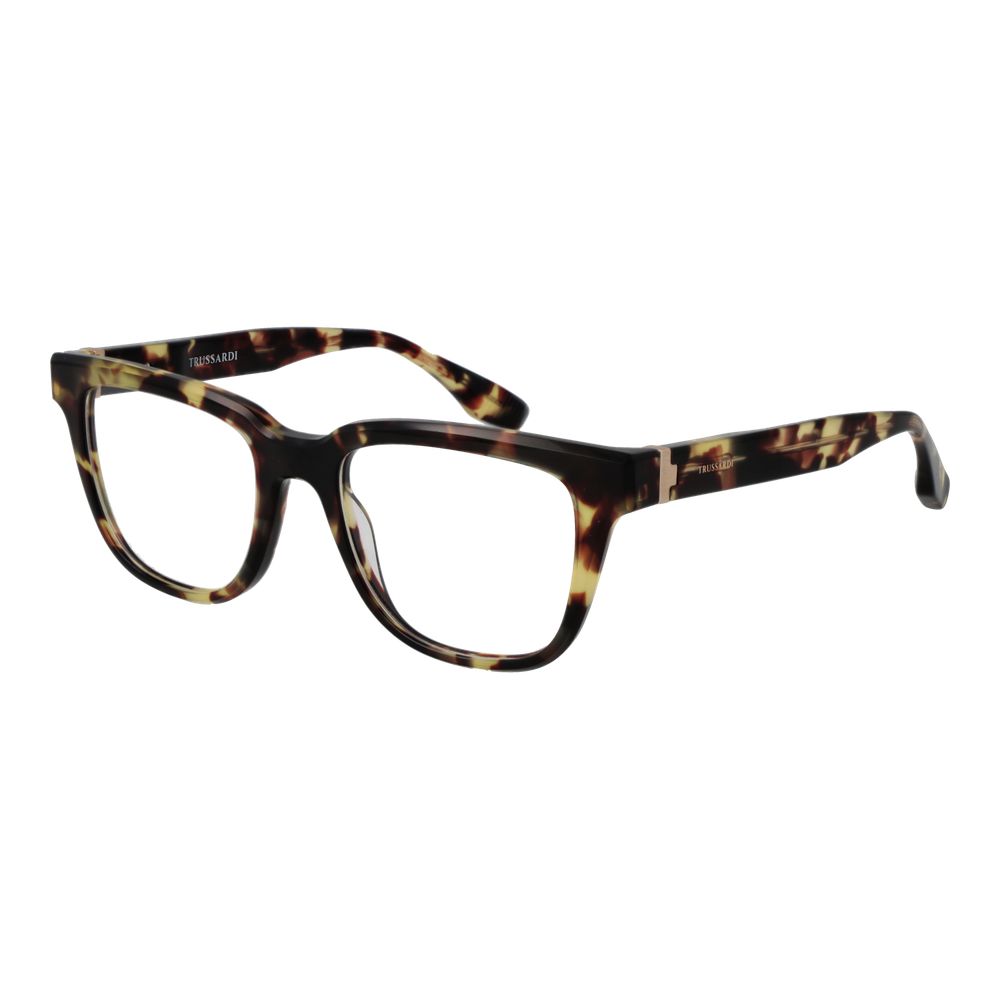 Trussardi Brown Acetate Glasses (Frames) for men with full-rim rectangular style and brown acetate frame.