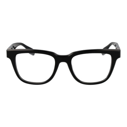 Trussardi Black Acetate Glasses (Frames) for men, full-rim rectangle style with demo lenses and spring hinge, elegant eyewear.