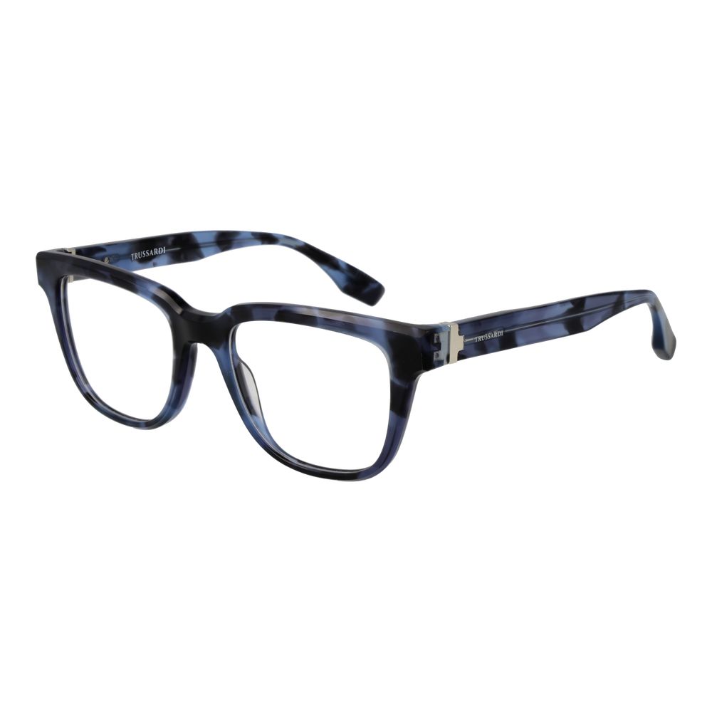 Trussardi Blue Acetate Glasses (Frames) for men with full-rim square design and spring hinge, includes branded case.