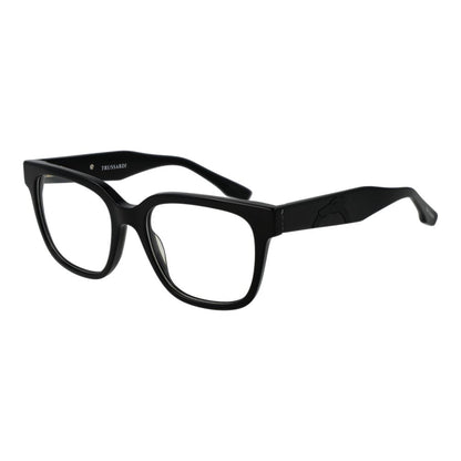 Trussardi Black Acetate Glasses (Frames) for men with full-rim style and square design, featuring black acetate material, demo lenses.
