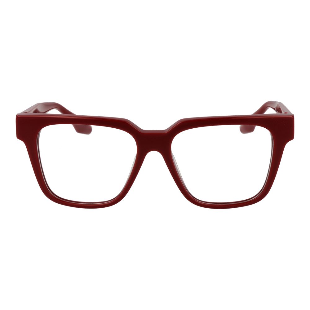 Trussardi Red Acetate Glasses (Frames) featuring red full-rim square frames for women with a spring hinge and demo plastic lenses.