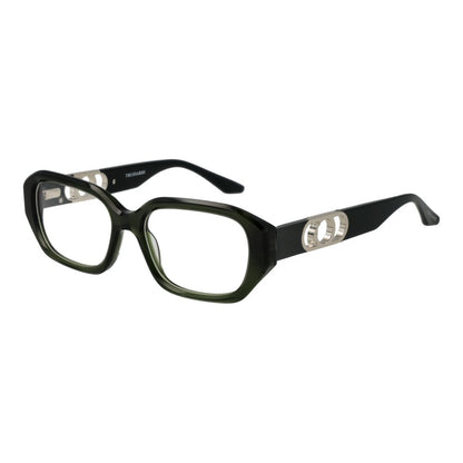 Trussardi Green Acetate Glasses (Frames), full-rim style for women, green frame and demo lenses in a branded case.