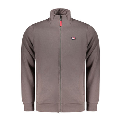 Norway 1963 Brown Cotton Sweatshirt with 2 zip pockets, applique logo, and long sleeves.