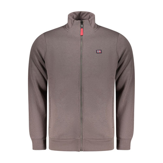 Norway 1963 Brown Cotton Sweatshirt with 2 zip pockets, applique logo, and long sleeves.